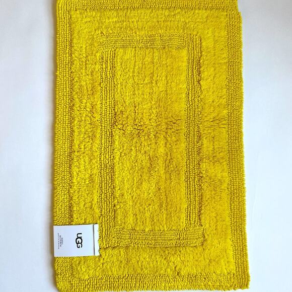 NWT UGG Emma Bath Rug Mat Cotton reversible Yellow 20x32 in - Picture 6 of 6